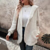 Casual Wave Pattern Double-sided Velvet Hooded Cardigan Coat - Image 4