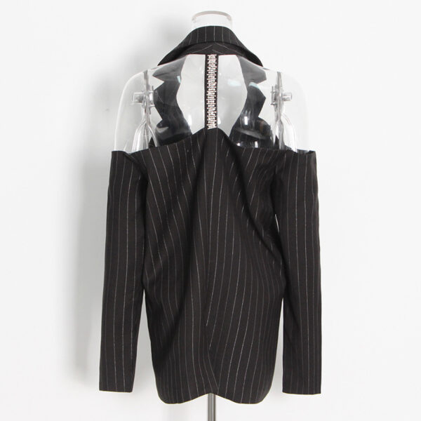 Fashion Shoulder-baring Back Rhinestone Blazer - Image 3