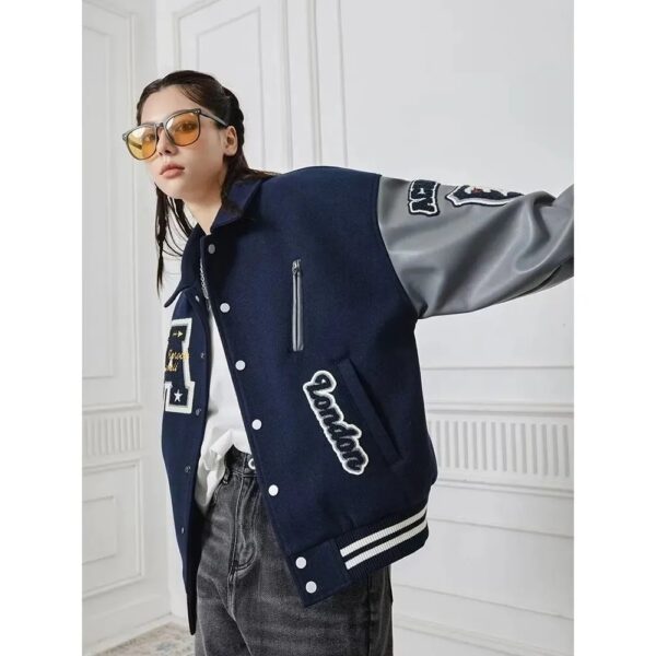Spring And Autumn Baseball Uniform Letter Loose Trendy High Street Coat - Image 4