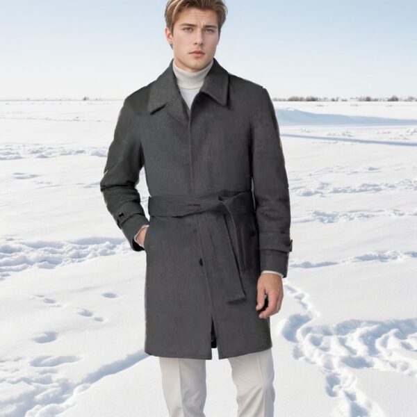 Men's Raglan Sleeves Woolen Coat Fashion Polo Collar Mid-length - Image 4