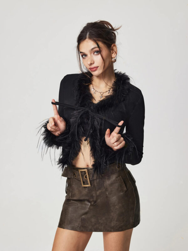 Women's European And American Plush V-neck Short Cardigan Top - Image 6