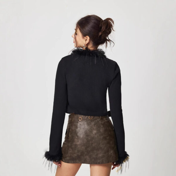 Women's European And American Plush V-neck Short Cardigan Top - Image 5