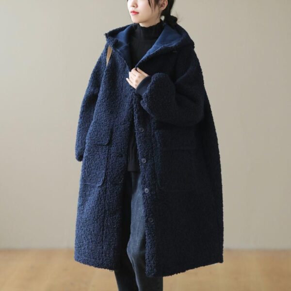 European And American Plus Size Loose Lamb Wool Younger Hoodie Padded Coat Women - Image 5