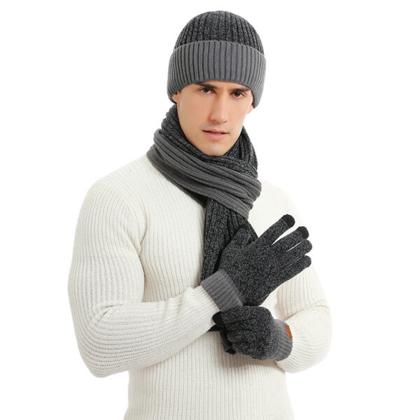 Warm Hat Scarf Gloves Knitted Plus Fluff Winter Men - Image 5