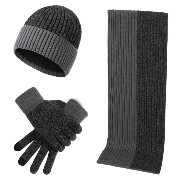 Warm Hat Scarf Gloves Knitted Plus Fluff Winter Men - Image 2