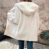 Casual Wave Pattern Double-sided Velvet Hooded Cardigan Coat - Image 3