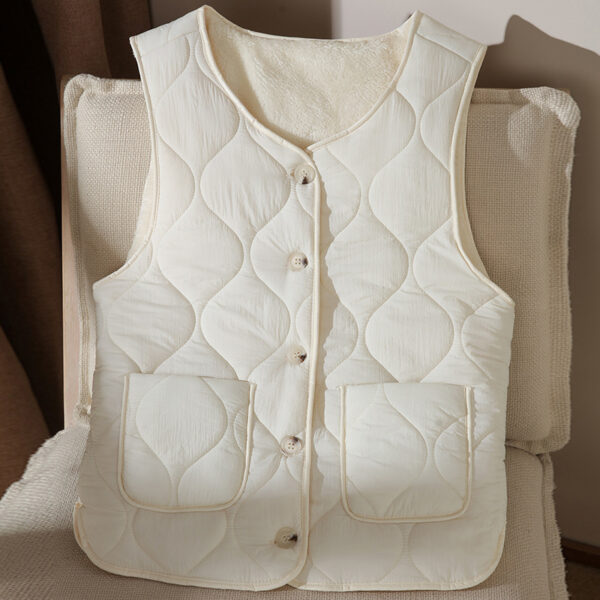 Lamb Wool Double-sided Thermal Vest Fashion Waistcoat Jacket - Image 6
