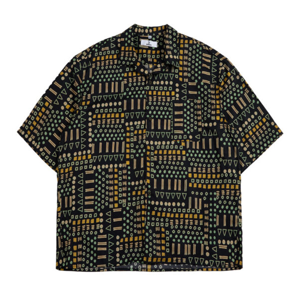Retro Ethnic Print Short-sleeved Shirt For Men - Image 2