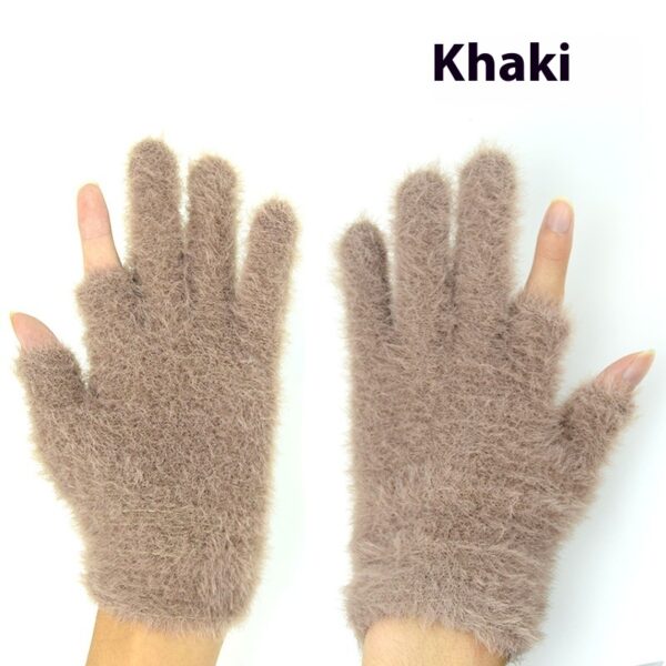 Autumn And Winter Fashionable Warm Exposed Two Finger Gloves - Image 7