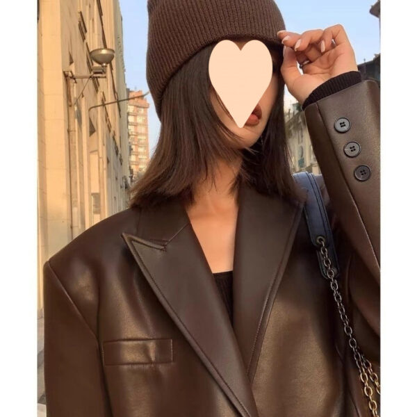 Spring And Autumn Suit Women's Leather Coat - Image 2