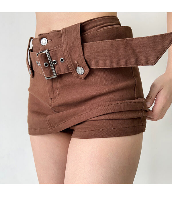 American Retro Wide Waistband Denim Mini Skirt - Image 2