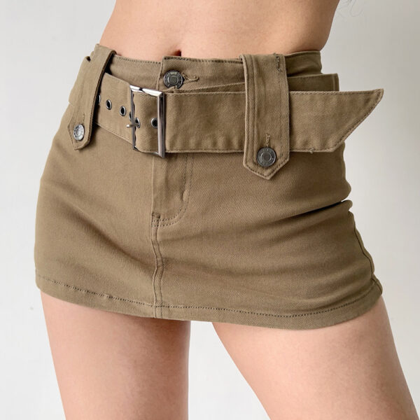 American Retro Wide Waistband Denim Mini Skirt - Image 7