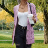Women's Solid Color Pocket Button Twisted Sweater - Image 3