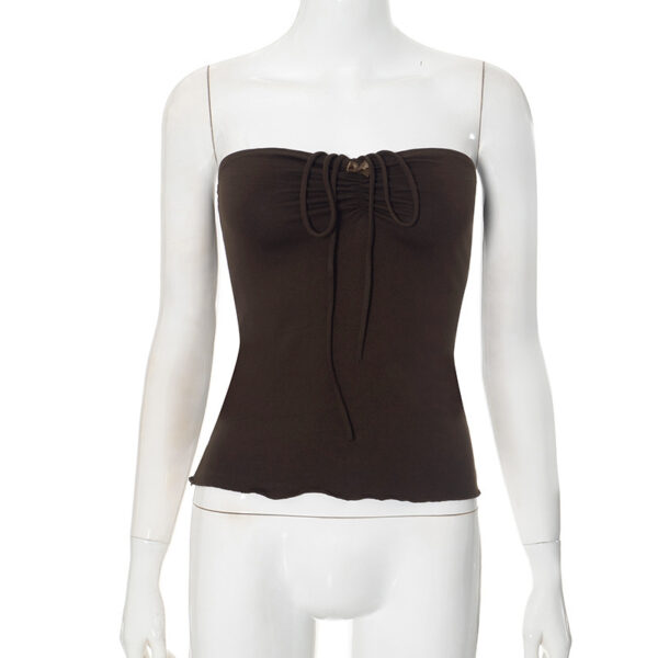 Women's Lace-up Halterneck Pleated Backless Top - Image 8