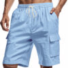 Loose Sports And Leisure Solid Color Linen Drawstring Shorts - Image 4