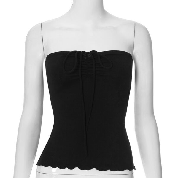 Women's Lace-up Halterneck Pleated Backless Top - Image 6