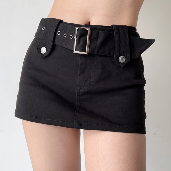 American Retro Wide Waistband Denim Mini Skirt - Image 6