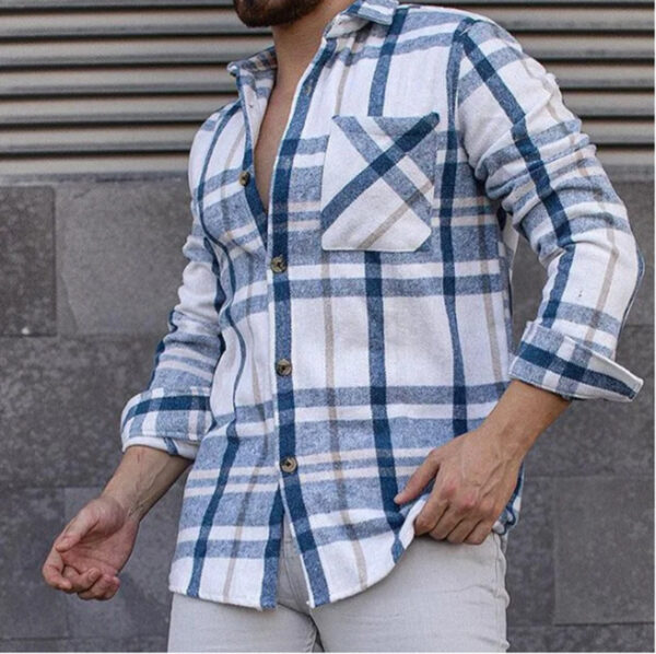 Woolen Lapel Print Long Sleeve Shirt