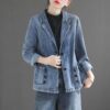 Autumn New Patchwork Pocket Loose Retro Long Sleeve Top - Image 2