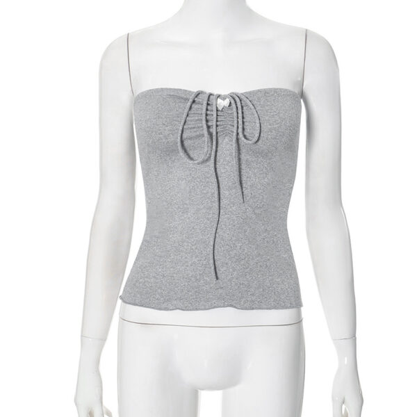 Women's Lace-up Halterneck Pleated Backless Top - Image 7