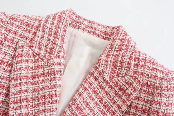 Textured Double-breasted Casual Ladies Blazer - Image 4