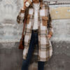 New Brushed Plaid Long Coat With Pockets Fashion Winter Jacket Outwear Women's Clothing - Image 5