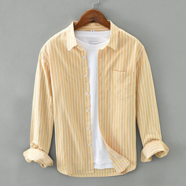Men's Cotton Striped Long Sleeved Shirt - Image 6