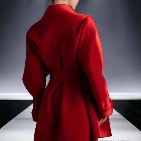 Red Autumn And Winter Bathrobe Style Reversible Cashmere Coat Women - Image 3