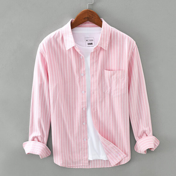 Men's Cotton Striped Long Sleeved Shirt - Image 4