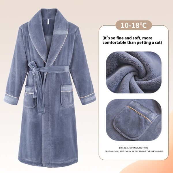 Winter Fleece Lining Plus Size Milk Fiber Homewear Mid-length Men's Pajamas - Image 5