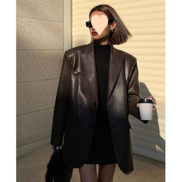 Spring And Autumn Suit Women's Leather Coat - Image 5