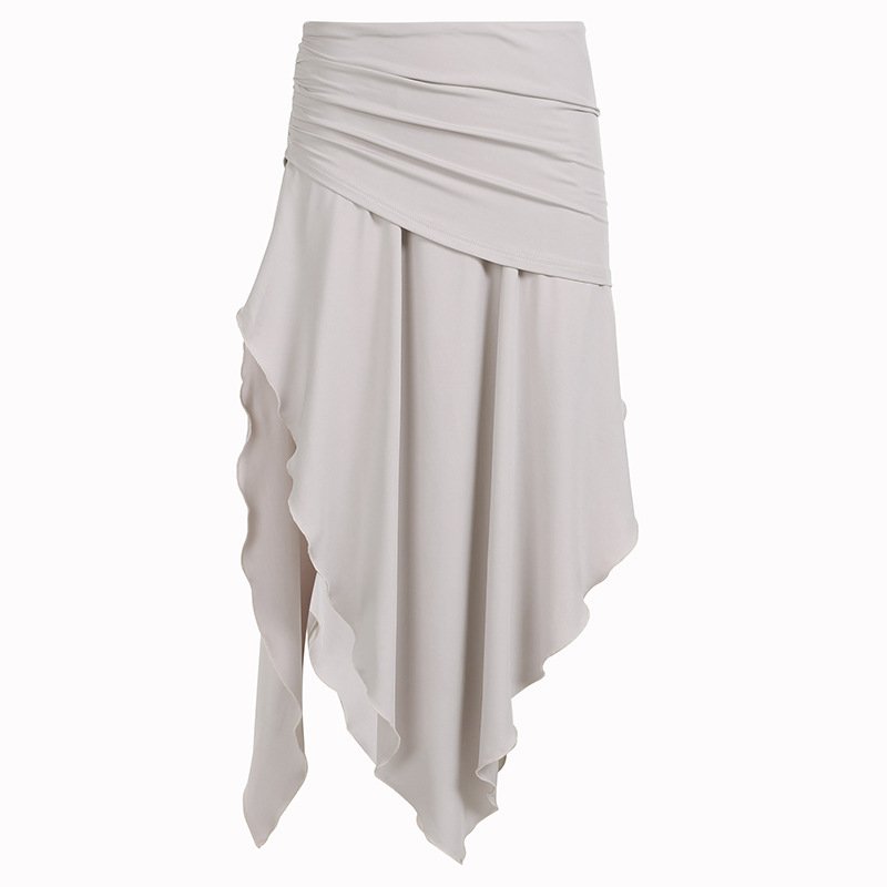 High Waist Pleating Irregular Slit Long Skirt High Waist Pleating Irregular Slit Long Skirt - Image 5