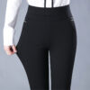 Elastic High Waist Spring Leisure Elastic StripeStraight-leg Pants - Image 3