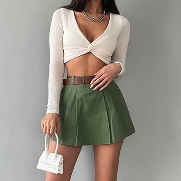 Women's Fashion Solid Color High Waist Skirt - Image 3