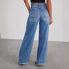 Women's Loose Wide-leg Side Seam Stitching Frayed Hem Jeans - Image 4