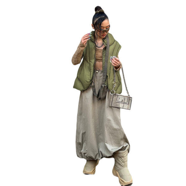 Fashion Stand Collar Solid Color Thickened Short Vest Cotton Coat - Image 6