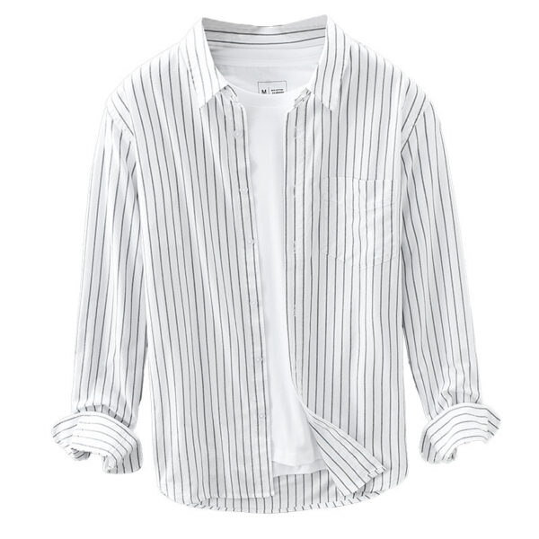 Men's Cotton Striped Long Sleeved Shirt - Image 5