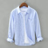 Men's Cotton Striped Long Sleeved Shirt - Image 3