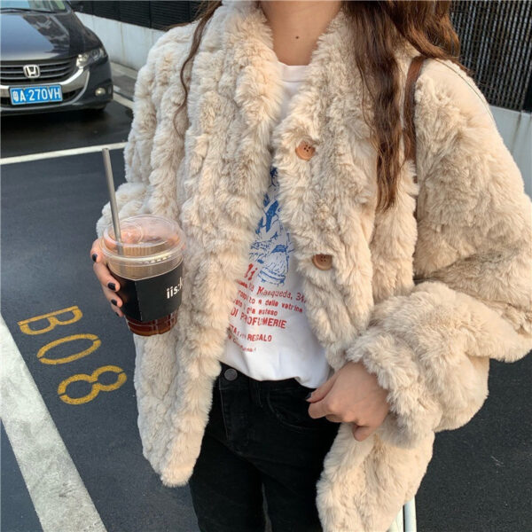 Faux Lamb Fur Coat Slimming Top - Image 4