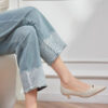 Women's Retro Lace Patchwork Design Jeans - Image 4