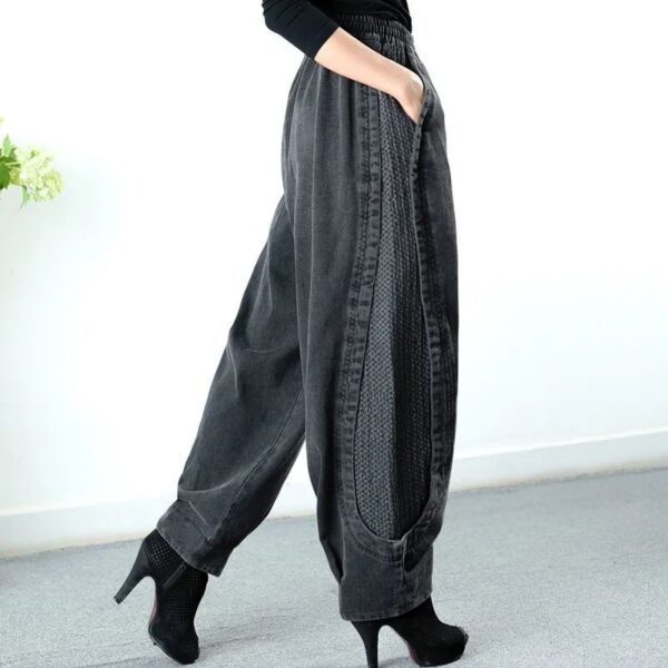 Women's Loose Casual Elastic High Waist Jeans - Image 2