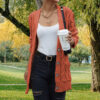 Women's Solid Color Pocket Button Twisted Sweater - Image 4