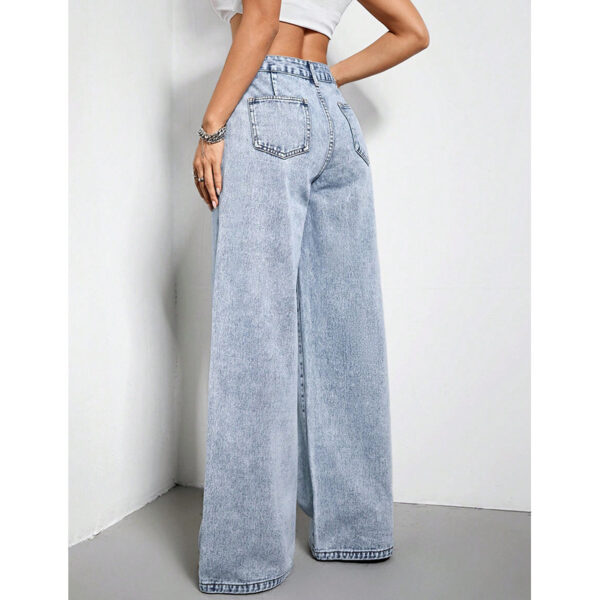 Women's Wide Leg Drape Loose Denim Trousers - Image 5
