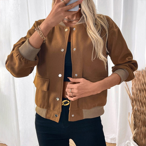 Women's Pocket Single-breasted Half-turtleneck Jacket - Image 2