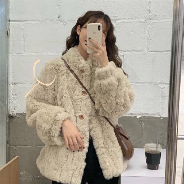Faux Lamb Fur Coat Slimming Top - Image 2