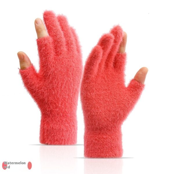 Autumn And Winter Fashionable Warm Exposed Two Finger Gloves - Image 5