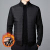 Men's Stand Collar Stitching Velvet Padded Sweater Knitwear Coat - Image 3