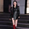 Black PU Leather Suit Jacket For Women