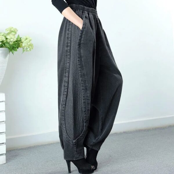 Women's Loose Casual Elastic High Waist Jeans - Image 3
