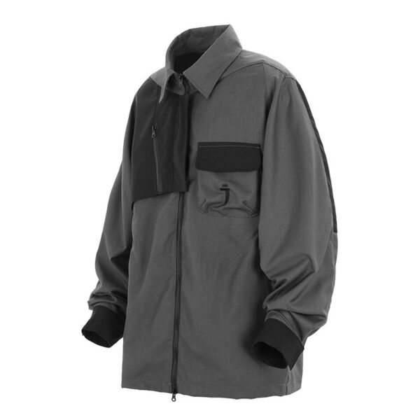 Irregular Splicing Coat Men's Loose Casual Polo Collar Long-sleeved Jacket - Image 4